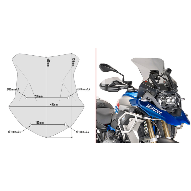 Specific Givi Smoked Screen With Attachment Kit For Bmw R 1250 GS