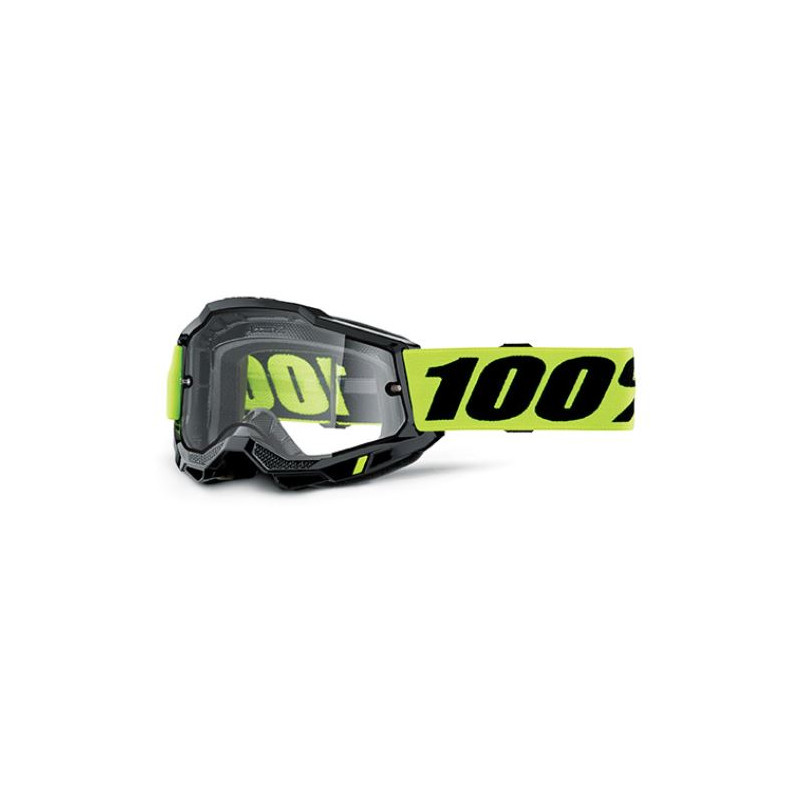 Maschera 100% Accuri 2 Enduro MX Neon Yellow Con Lente Doppia Trasparente